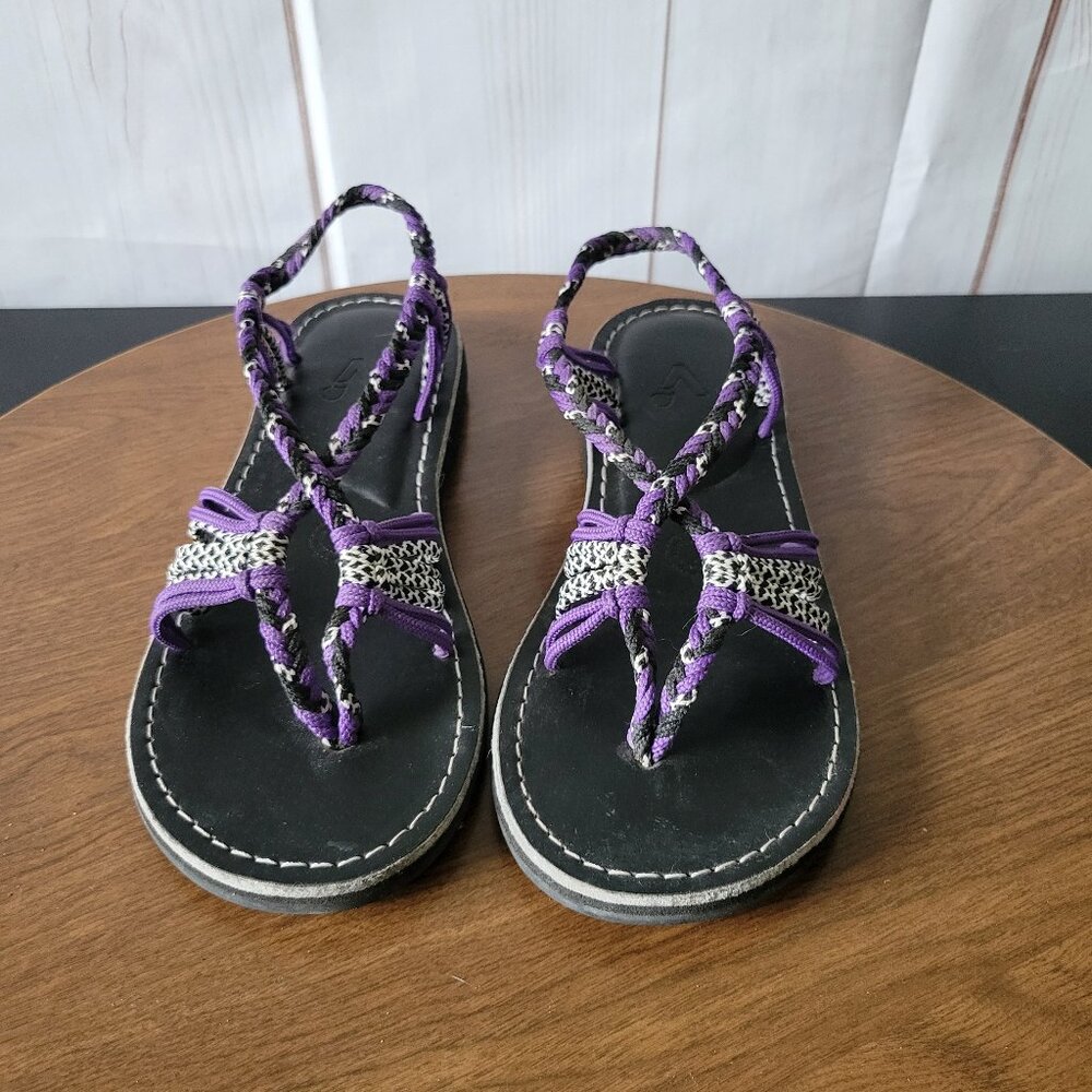 Vines Islandwear Women’s Sandals, Sz 8, Freestyle/Boho Shoes, Purple, EUC